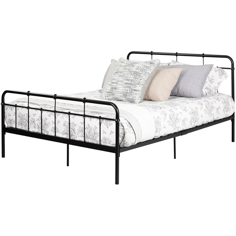 South Shore Plenny Queen Metal Spindle Bed in Black