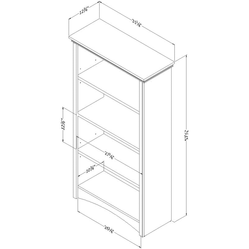 South Shore Gascony 4 Shelf Wooden Bookcase in Gray Maple