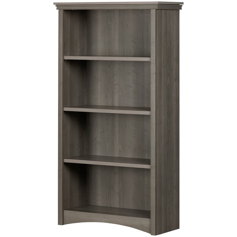 South Shore Gascony 4 Shelf Wooden Bookcase in Gray Maple