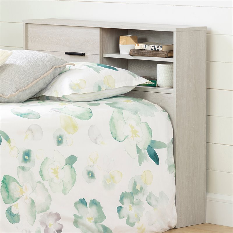 South Shore Fynn Twin Bookcase Headboard in Winter Oak