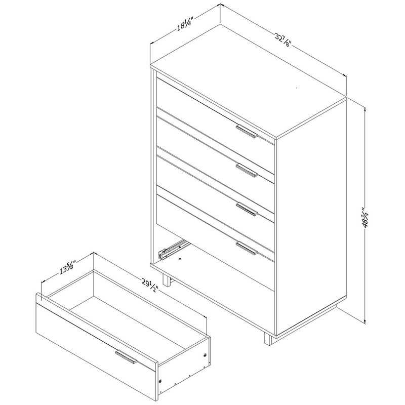 South Shore Fynn 5 Drawer Chest in Winter Oak