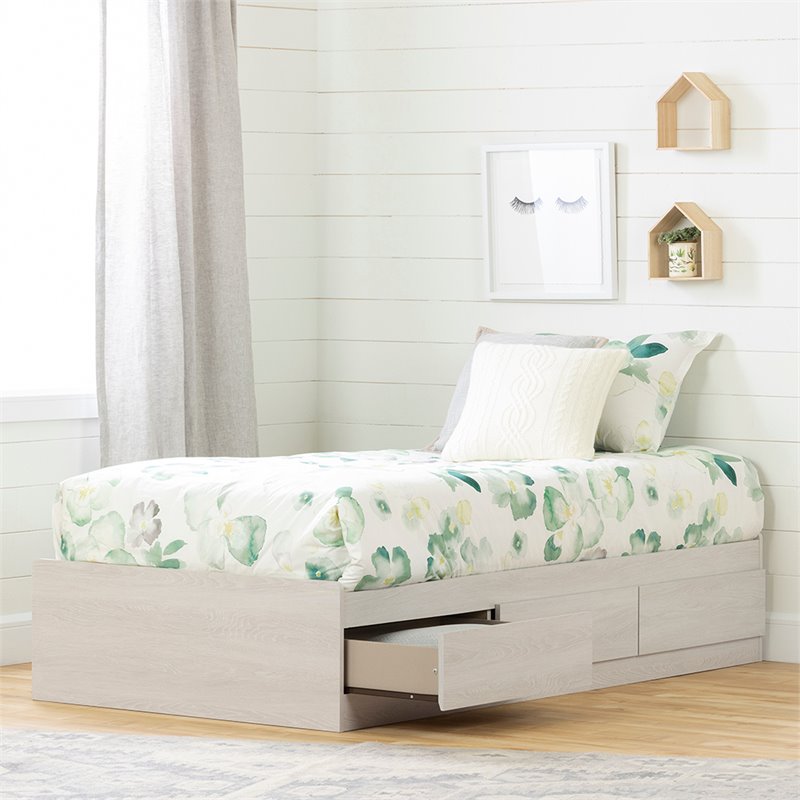 South Shore Fynn Twin Mates Bed in Winter Oak
