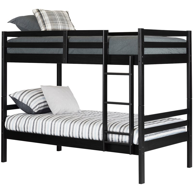 South Shore Induzy Twin Over Twin Bunk Bed In Matte Black 11819