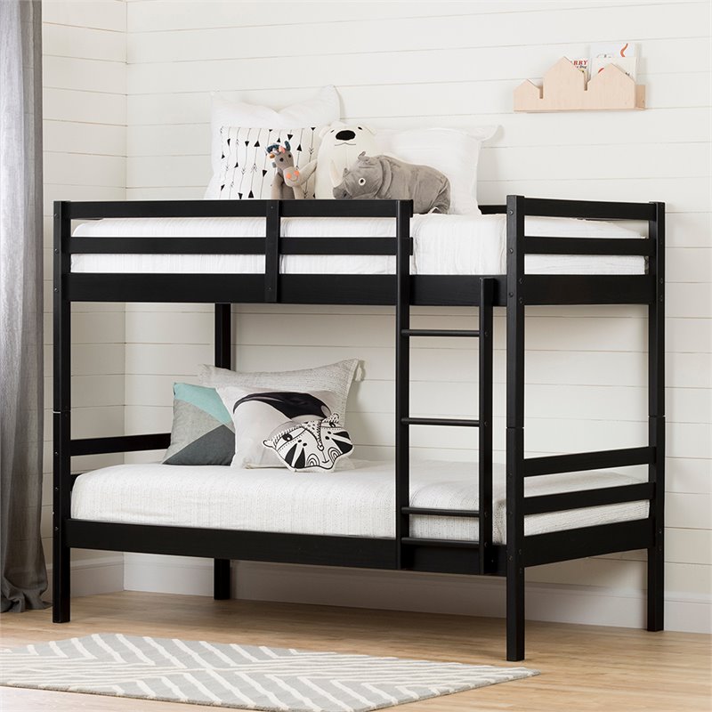 South Shore Fakto Twin Over Twin Bunk Bed in Matte Black