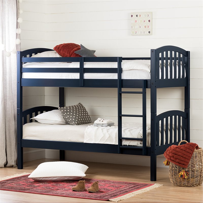 South Shore Summer Breeze Twin Over Twin Bunk Bed In Matte Black