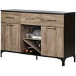 South Shore Valet Wine Rack Buffet in Weathered Oak and Ebony