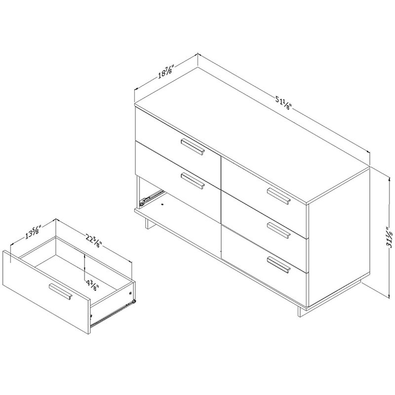 South Shore Cavalleri 6 Drawer Dresser in Gray Maple