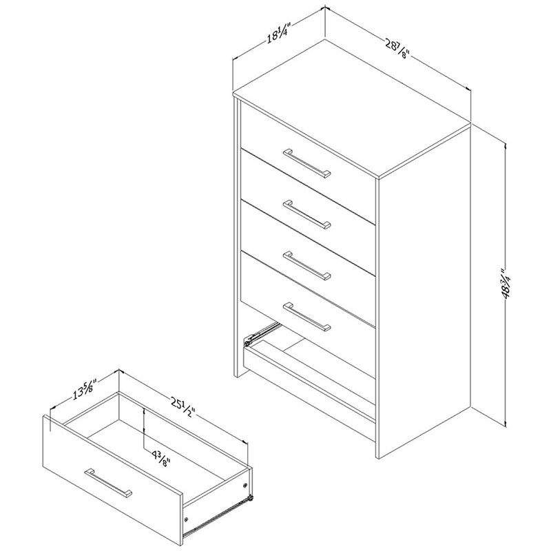 South Shore Londen 5 Drawer Chest in Weathered Oak and Ebony