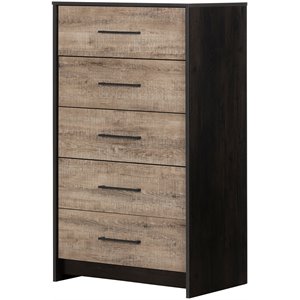 south shore londen 5 drawer chest in weathered oak and ebony