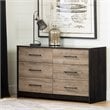 South Shore Londen 6 Drawer Dresser in Weathered Oak and Ebony
