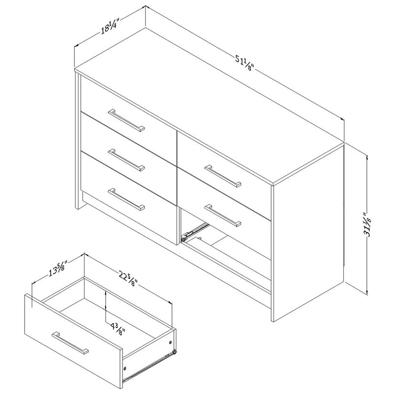 South Shore Londen 6 Drawer Dresser in Weathered Oak and Ebony