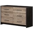 South Shore Londen 6 Drawer Dresser in Weathered Oak and Ebony