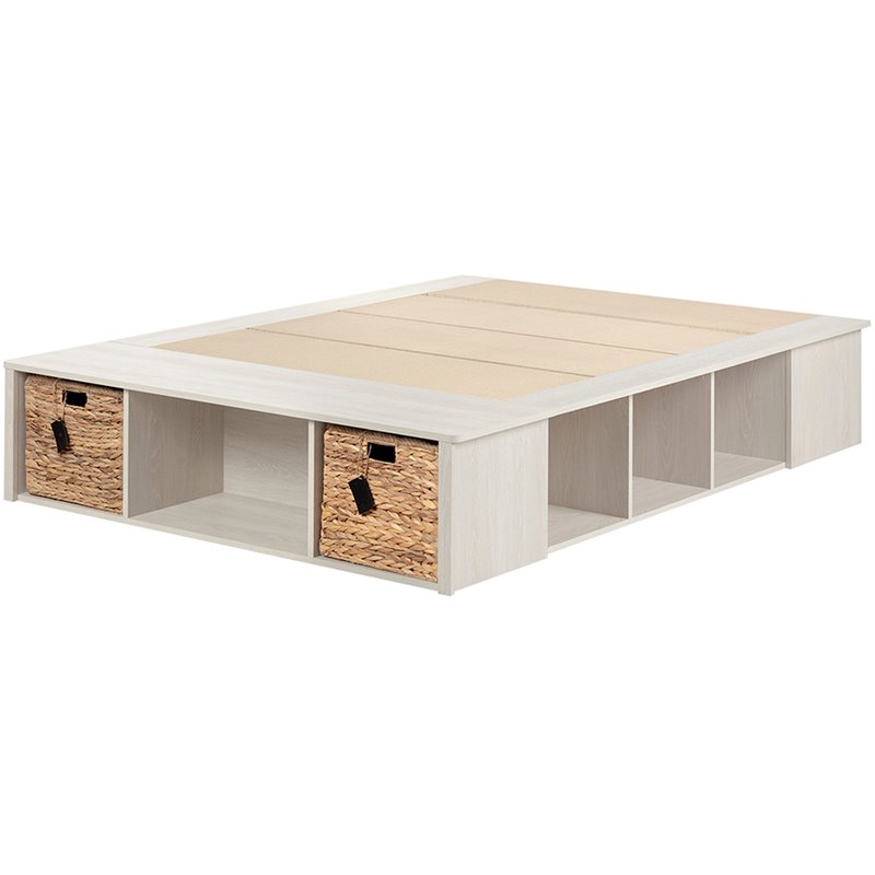 South Shore Avilla Full Storage Platform Bed in Winter Oak