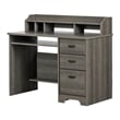 South Shore Versa Computer Desk with Hutch in Gray Maple
