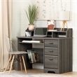 South Shore Versa Computer Desk with Hutch in Gray Maple | Cymax Business