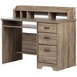 South Shore Versa Computer Desk with Hutch in Weathered Oak