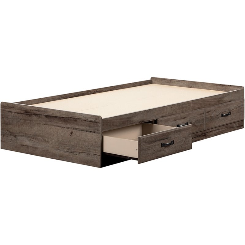 South Shore Ulysses Twin Kids Mates Platform Bed in Fall Oak