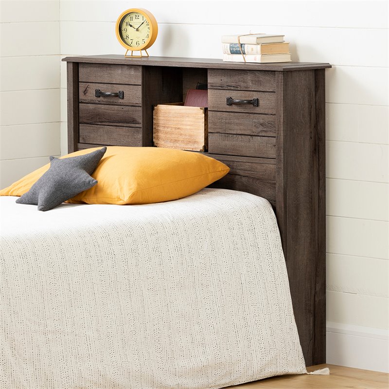 South Shore Ulysses Twin XL Bookcase Headboard in Fall Oak Cymax Business