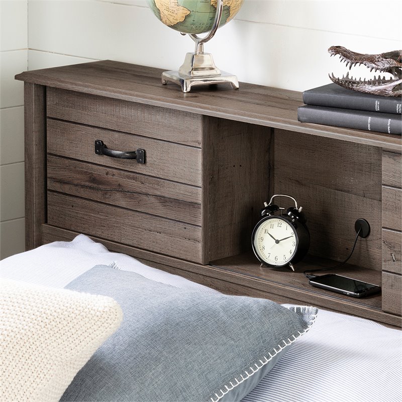 South Shore Ulysses Full Bookcase Headboard in Fall Oak Cymax Business