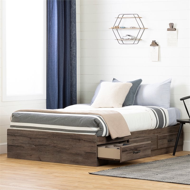 South Shore Ulysses Full Kids Mates Platform Bed in Fall Oak
