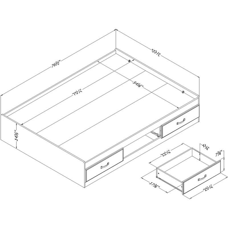 South Shore Ulysses Full Kids Mates Platform Bed in Fall Oak
