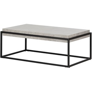 South Shore Mezzy 44&quot Coffee Table in Concrete Gray and Black