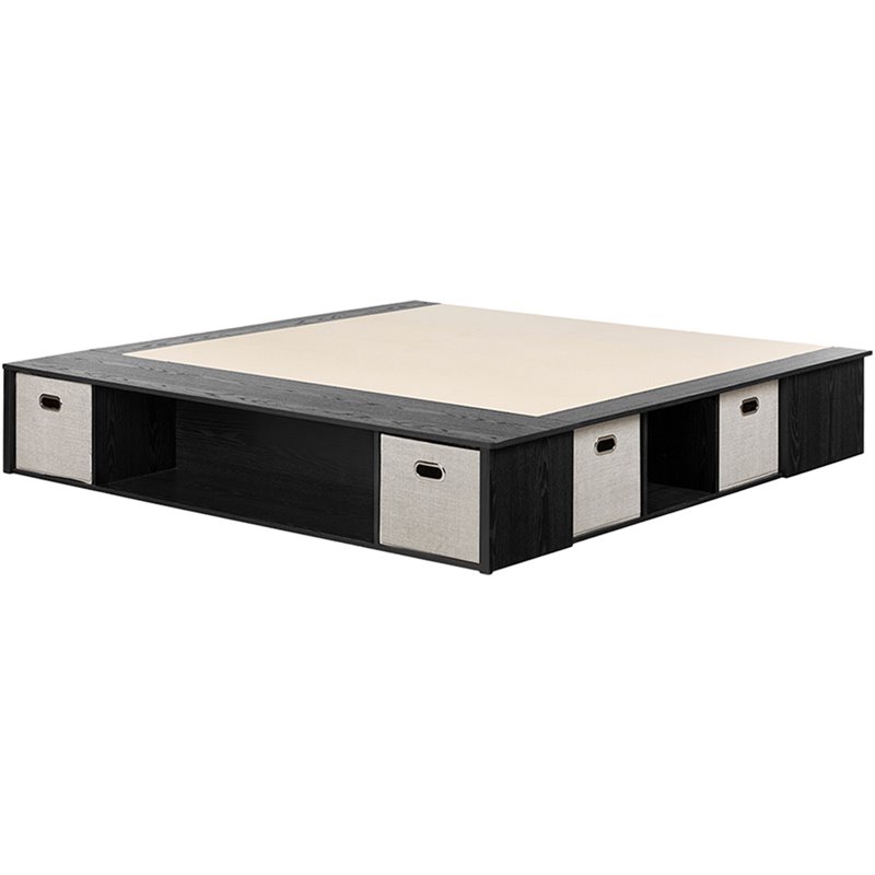 South Shore Flexible King Storage Platform Bed in Black