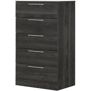 south shore step one essential 5 drawer chest in gray oak