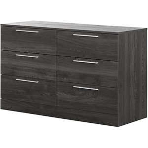 south shore step one essential 6 drawer double dresser in gray oak