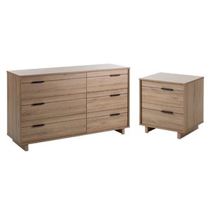 fynn 2 piece 6 drawer dresser and 2 drawer nightstand set in rustic oak