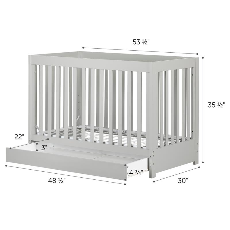 Cookie Crib With Drawer Soft Gray South Shore 12310