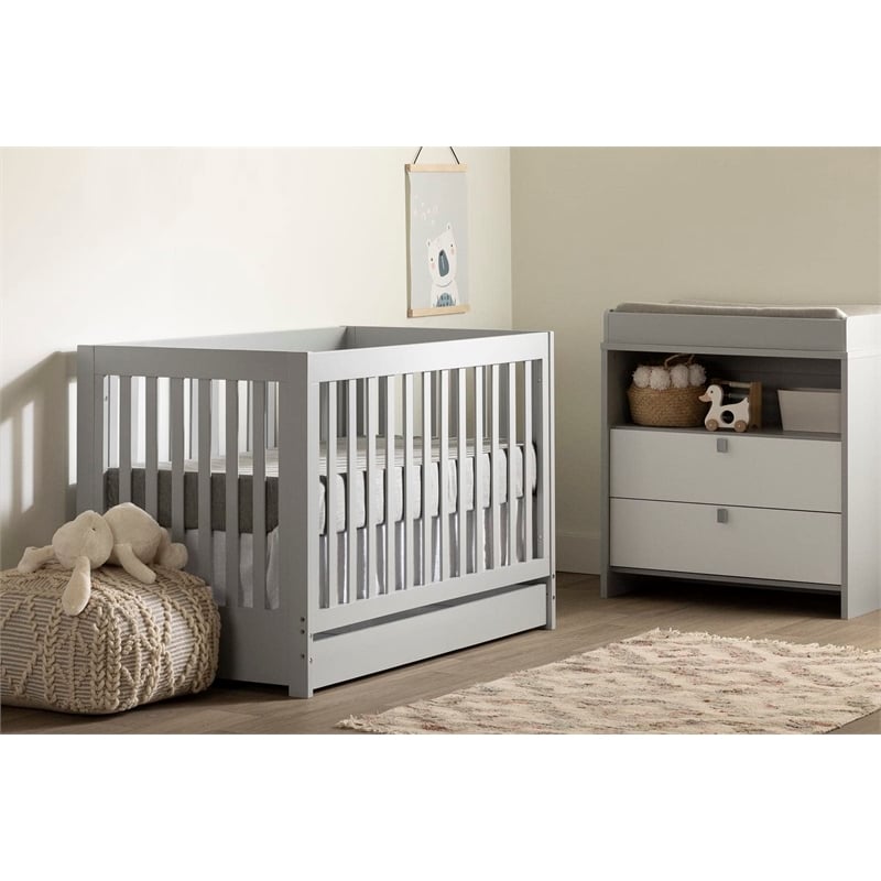 Cookie Crib with Drawer -Soft Gray-South Shore