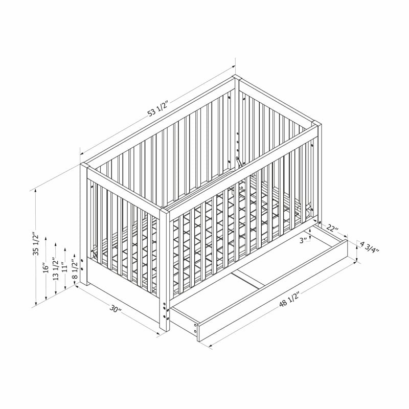 Cookie Crib with Drawer -Soft Gray-South Shore