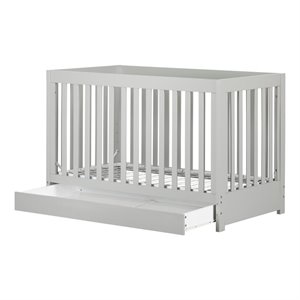 cookie crib with drawer -soft gray-south shore