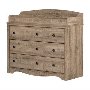 angel changing table 6-drawers-weathered oak-south shore