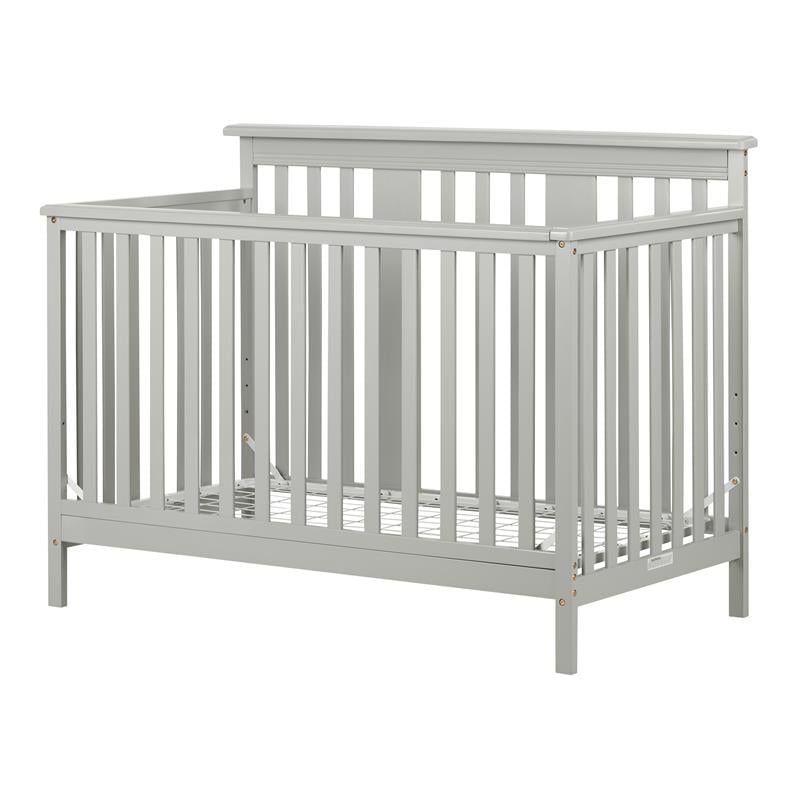 Cotton Candy Baby Crib 4 Heights with Toddler Rail-Soft Gray-South Shore