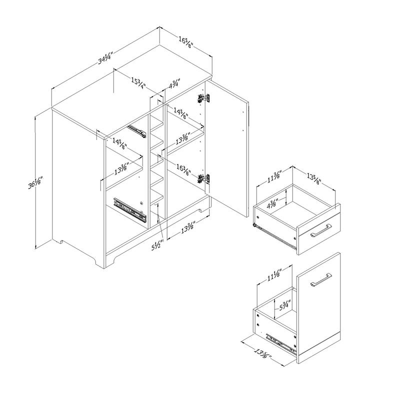 South shore bar cabinet with bottle and glass online storage