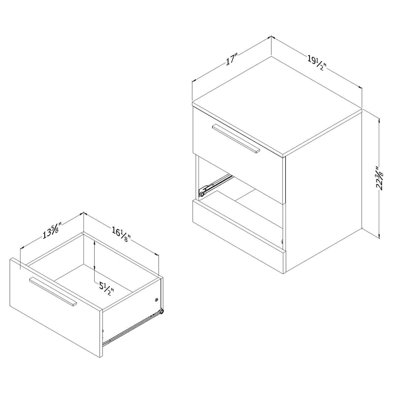 Step One Essential 2-Drawer Nightstand -Gray Oak-South Shore