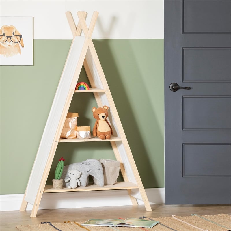 Sweedi Teepee Shelving Unit-Natural Cotton and Pine-South Shore