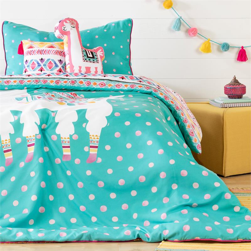 Dreamit Kids Bedding Set Festive Llama, Pink And Turquoise Twin Bedding