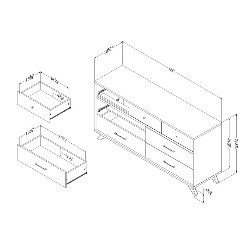 Flam 7-Drawer Dresser -Natural Walnut and Matte Black-South Shore