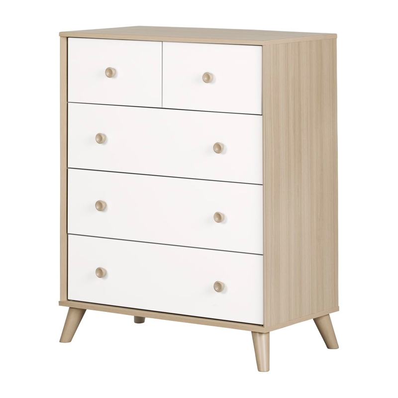 Yodi 5-Drawer Chest-Soft Elm and Pure White-South Shore