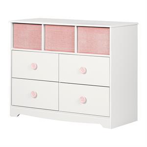 sweet piggy 4-drawer dresser with baskets-white and pink-south shore