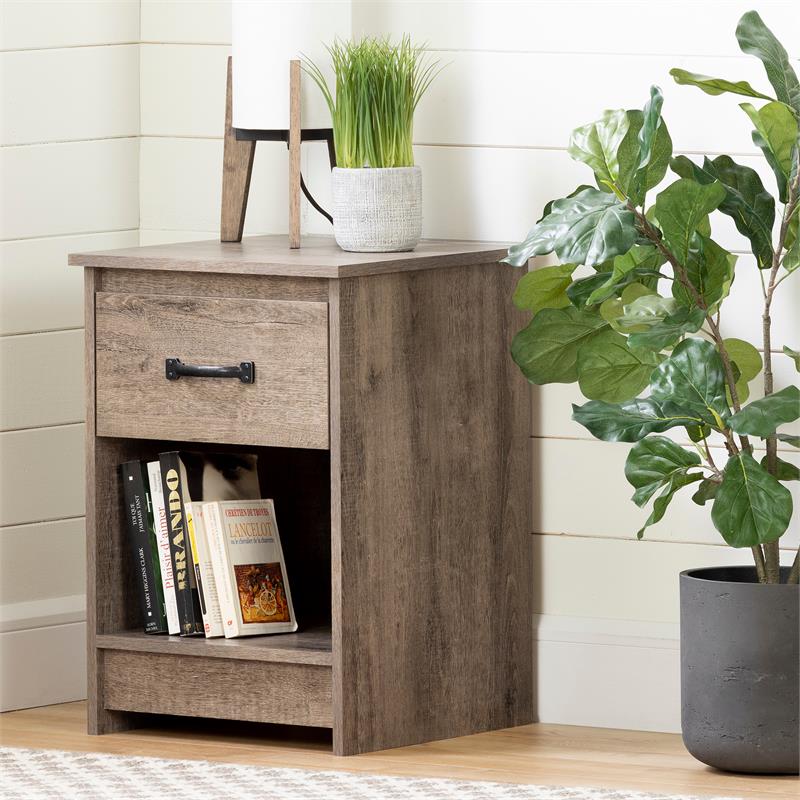 Tassio 1Drawer Nightstand Weathered OakSouth Shore Cymax Business
