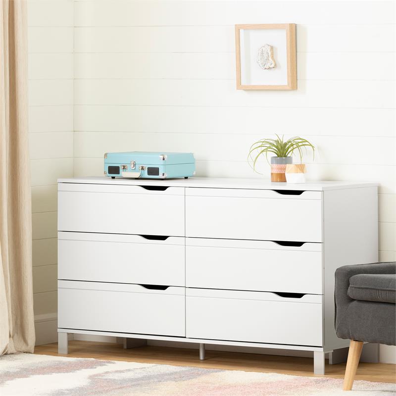 Kanagane 6 Drawer Double Dresser Pure White South Shore 12127