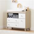 Yodi Changing Table with Drawers-Soft Elm and Pure White-South Shore