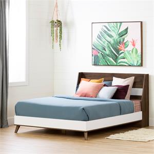 yodi complete bed-full-natural walnut and pure white-south shore