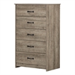 Tassio 5-Drawer Chest-Weathered Oak-South Shore