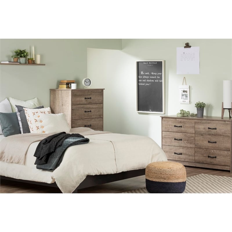 Tassio 5-Drawer Chest-Weathered Oak-South Shore