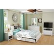 Set of 6 Drawer Double Dresser and 1 Drawer Nightstand with Matte Nickel Handles